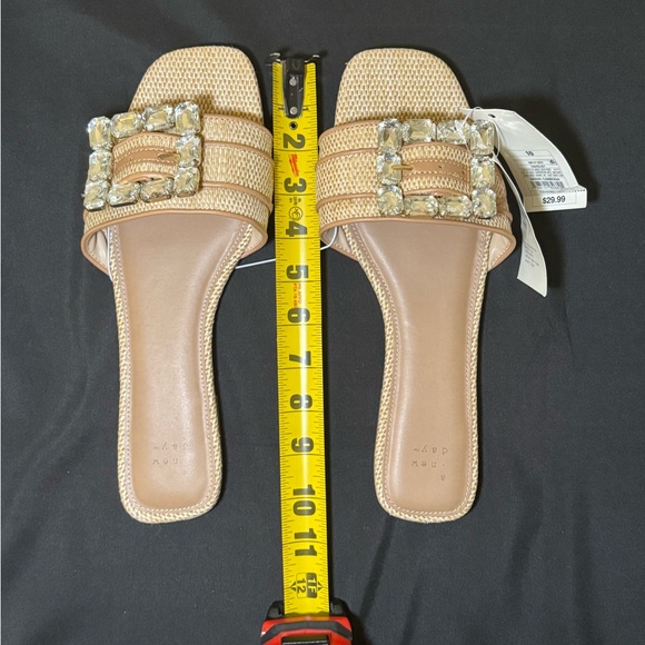 Embellished Tan Slide Sandals - Women's - Picture 6 of 9